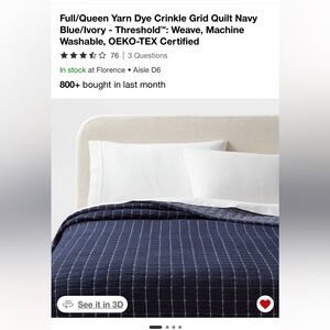 Threshold Navy and Ivory Crinkle Grid Quilt